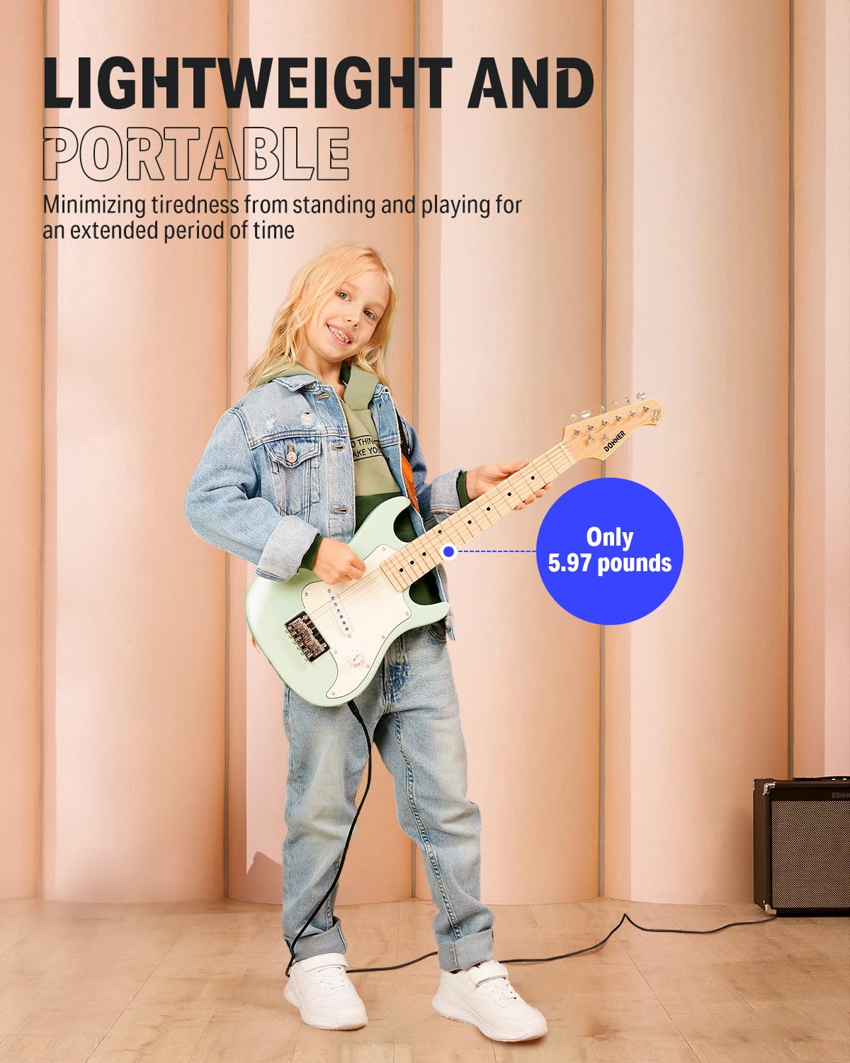 Donner 30 Inch Junior Electric Guitar Beginner Kit ST Style Mini Electric Guitar Starter Package for Teens with Amp, 600D Bag, T